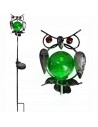 Lampa solarna- szklana kula i metalowa dekoracja, sowa